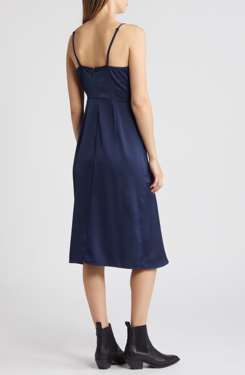 Shop Sam Edelman Two-piece Sleeveless Turtleneck Sweater & Satin Slipdress In Navy