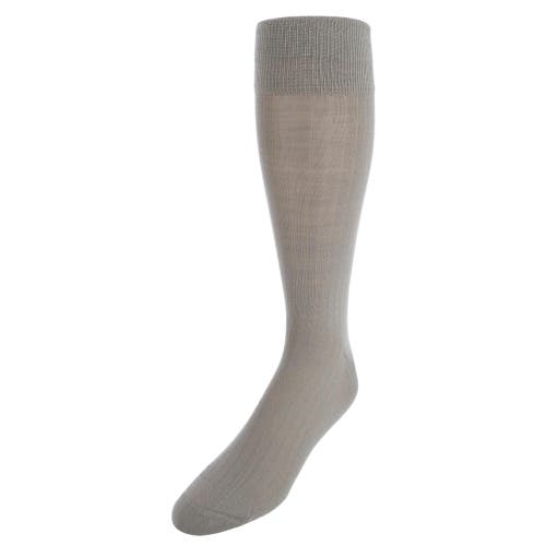 Trafalgar Sutton Fine Merino Wool Solid Color Ribbed Socks in Taupe 