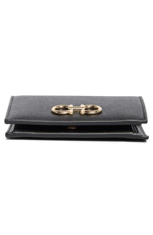 Ferragamo Gancini Leather Card Case In Black