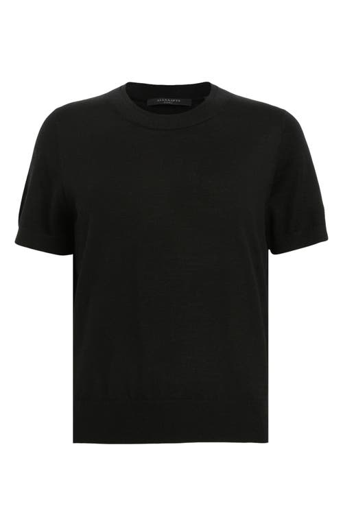 Shop Allsaints Bern Short Sleeve Wool Sweater In Black