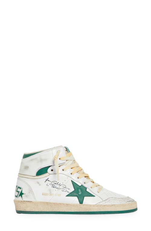 Shop Golden Goose Sky-star High Top Sneaker In White/green