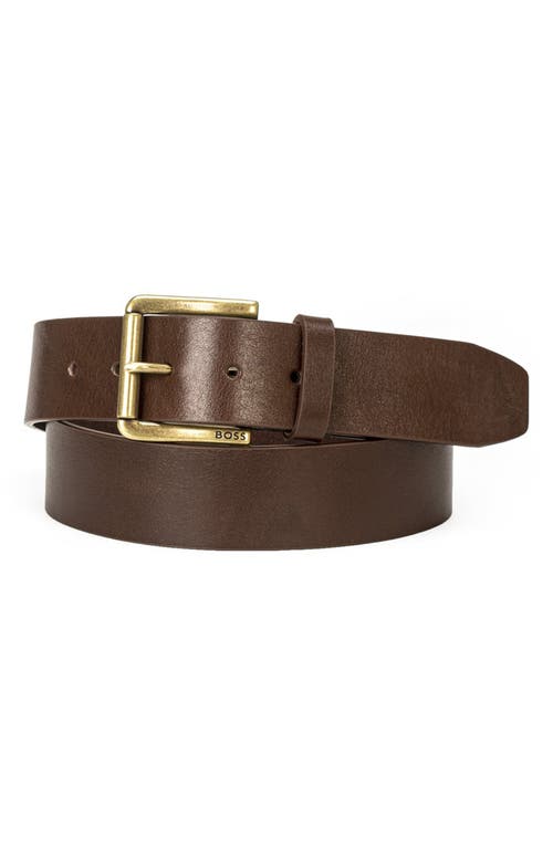 BOSS Joris Leather Belt Dark Brown at Nordstrom,