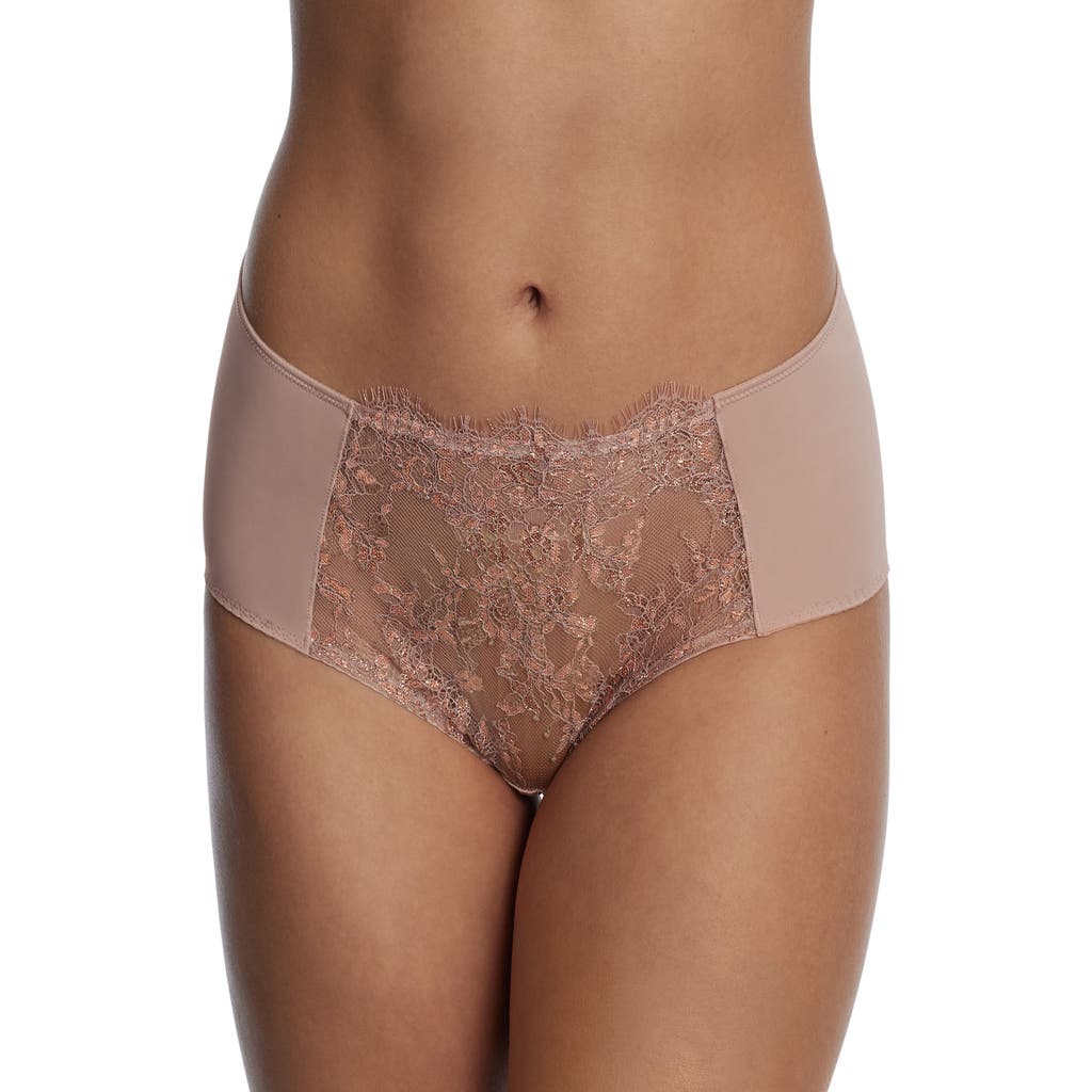 Skarlett Blue Entice Front Lace Brief In Romance/rose Gold