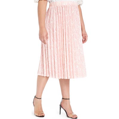Plus Size Eloquii Snake Print Pleated Matte Jersey Skirt, W/28W - Pink