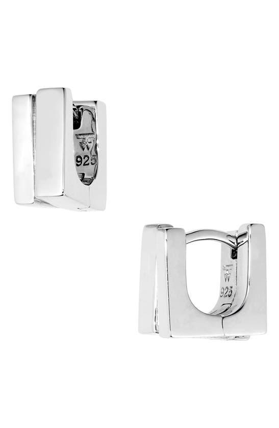 Tom Wood Step Square Huggie Hoop Earrings In 925 Sterling Silver | ModeSens