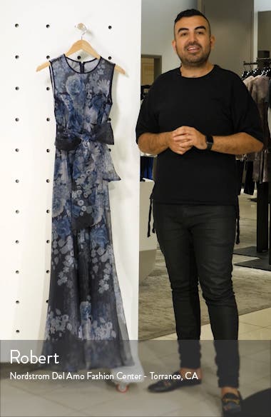 eliza j floral organza jumpsuit