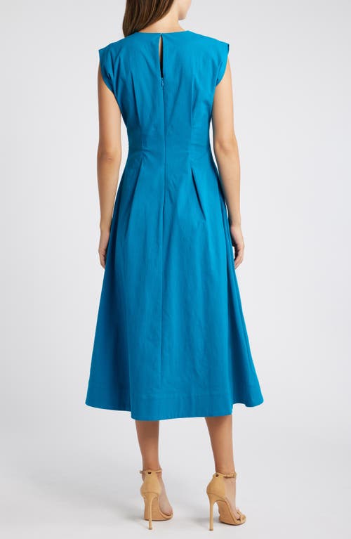 Shop Mila Mae Cinched Waist Midi Dress In Aqua