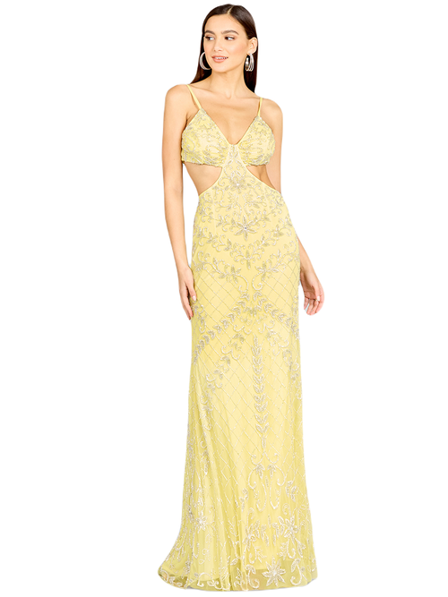 Shop Lara New York Countess Beaded Prom Dress In Lemon