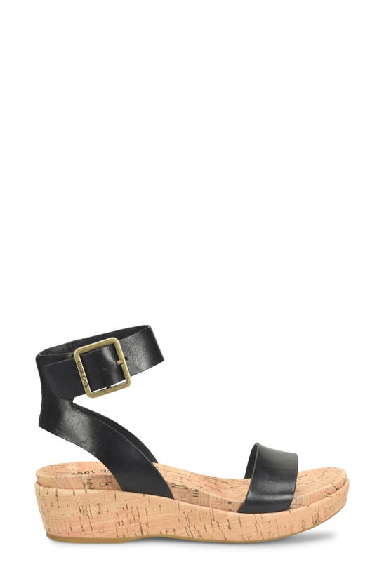 Shop Kork-ease ® Mullica Ankle Strap Platform Wedge Sandal In Black Leather