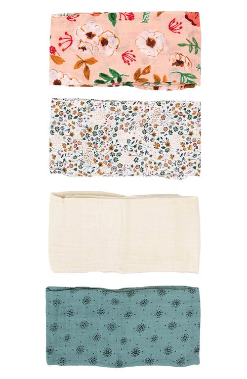 little unicorn 4-Pack Cotton Muslin Blankets in Vintage Floral at Nordstrom