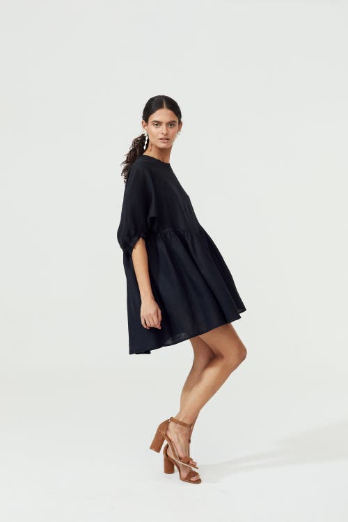 Lanhtropy Alcala Linen Dress In Black