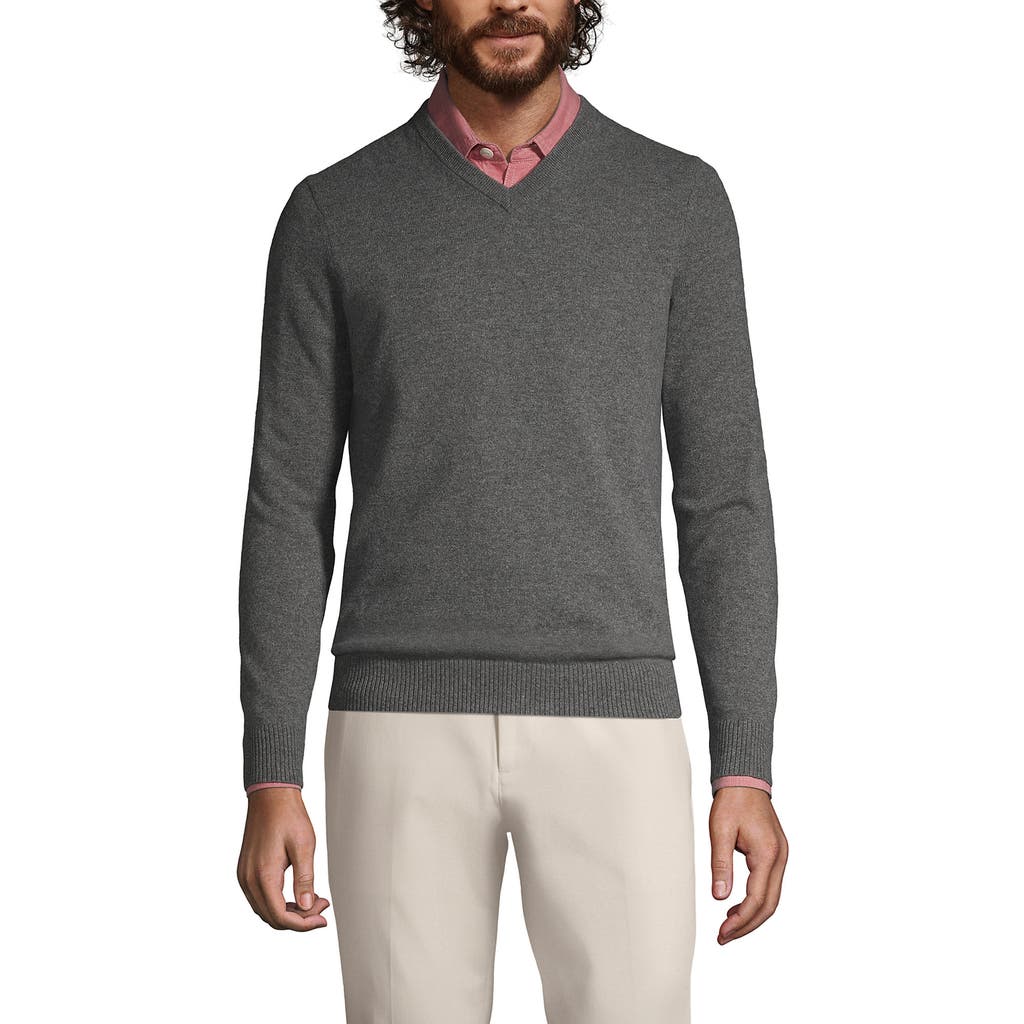 LANDS' END LANDS' END FINE GAUGE CASHMERE V-NECK SWEATER