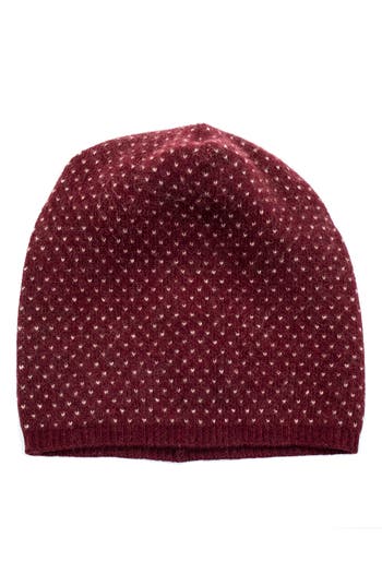 Portolano Slouchy Patterned Cashmere Beanie In Rum/nat Brown