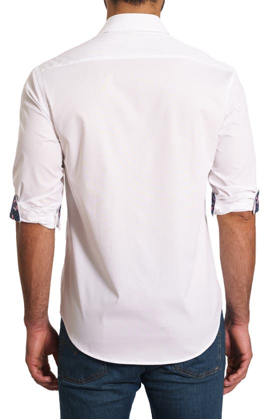 Shop Jared Lang Trim Fit Solid Pima Cotton Button-up Shirt In White