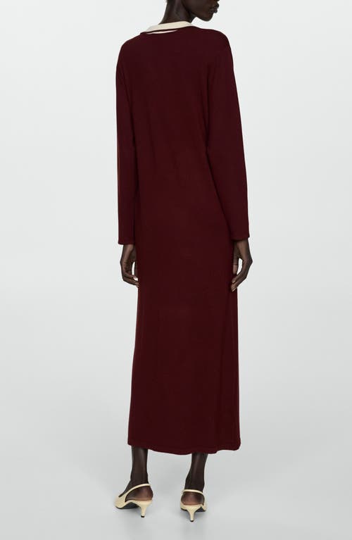 Mango Contrast Collar Knit Dress Burgundy In Burgundy