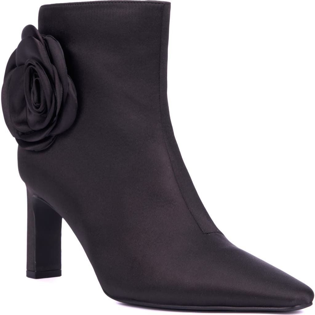 New York And Company Mckenna Floral Appliqué Bootie In Black