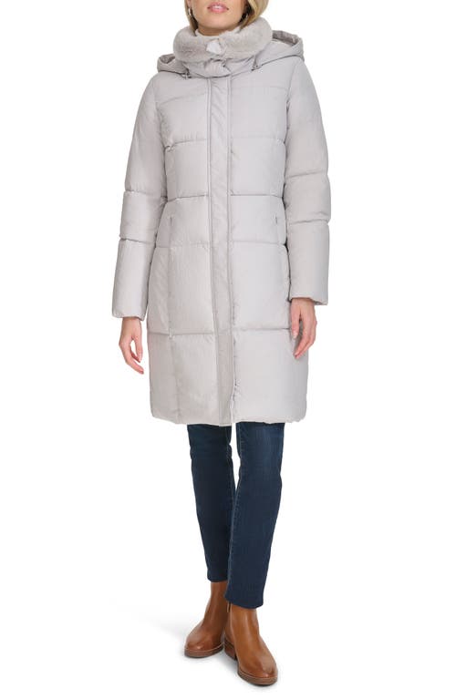 Shop Cole Haan Channel Quilted Shimmer Nylon Puffer Coat With Removable Hood In Grey