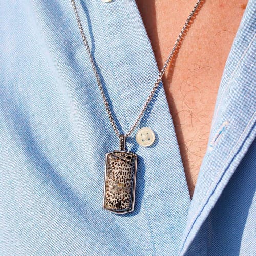 Shop Luvmyjewelry Fossil Agate Sterling Silver Men Tag Necklace