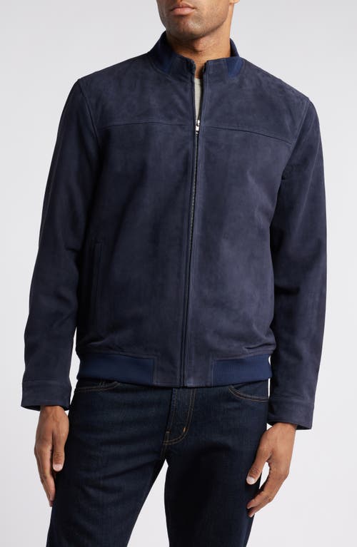 Shop Nordstrom Suede Bomber Jacket In Navy Night