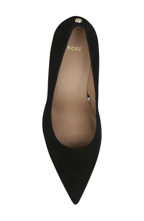Hugo Boss Suede Pumps With 9cm Block Heel In Black