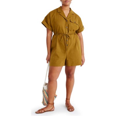 Madewell Belted Safari Romper, Green