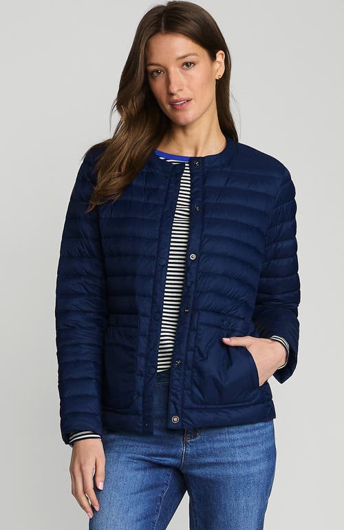 Shop Lands' End Wanderweight Collarless Down Jacket In Deep Sea Navy