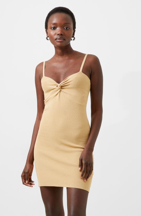 Shop French Connection Lindee Front Twist Slipdress In Biscotti