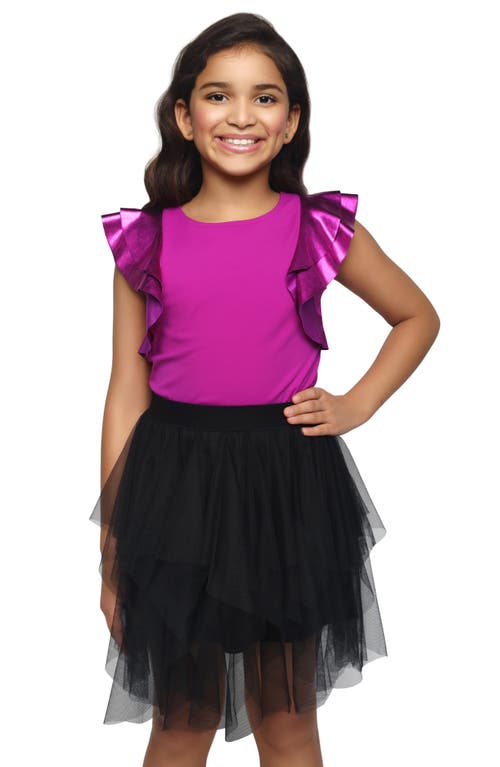 Shop Mia New York Kids' Flutter Sleeve Top In Berry