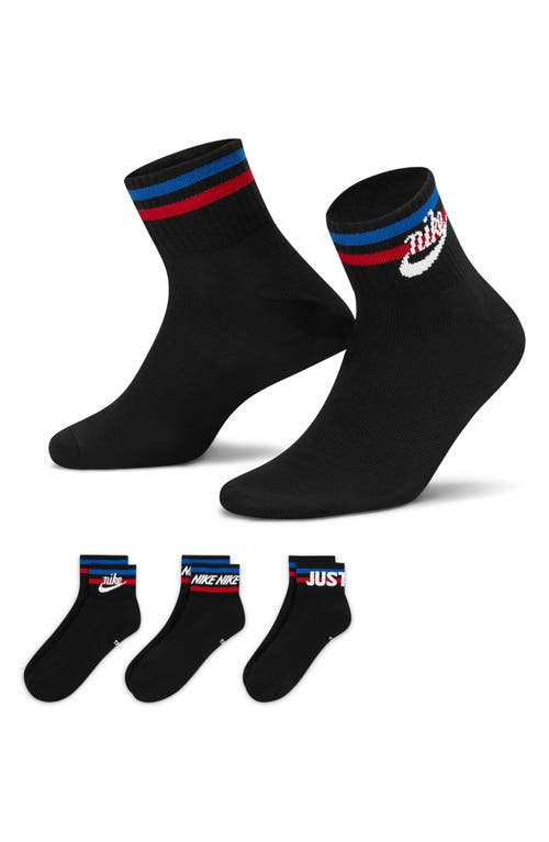 Shop Nike 3-pack Everyday Essential Crew Socks In Black/white/game Royal