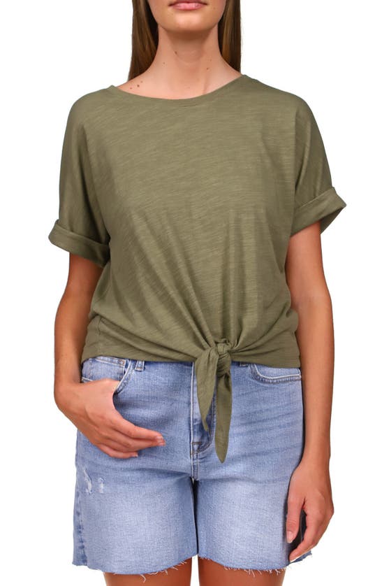 Shop Sanctuary All Day Tie Waist T-shirt In Trail Gree