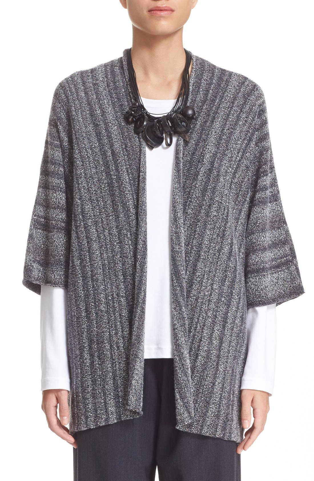 eskandar Hand Loomed Mélange Sideways Knit Cardigan Nordstrom