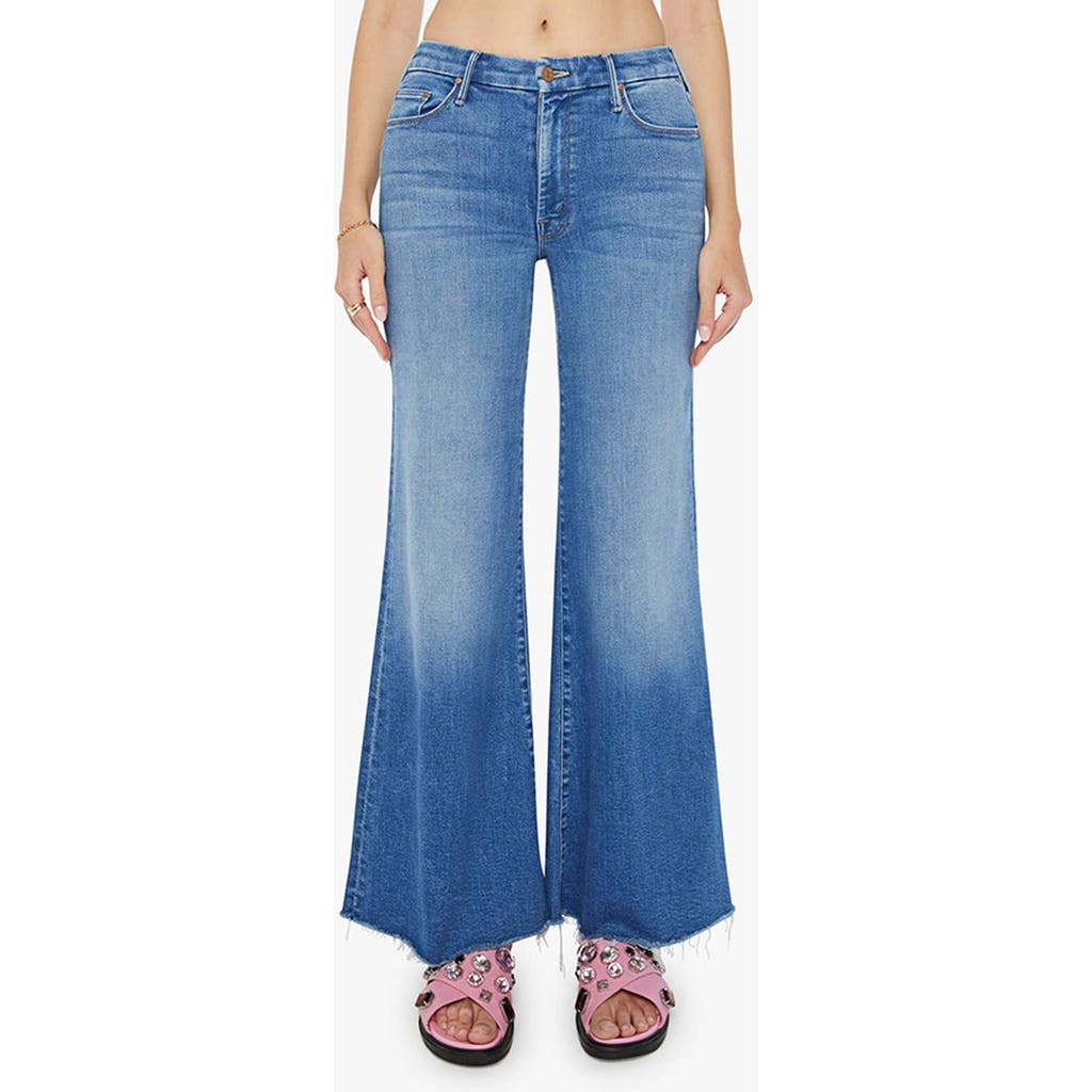 Mother The Roller High Rise Wide Leg Jeans In Work Hard In Work Hard Play Hard