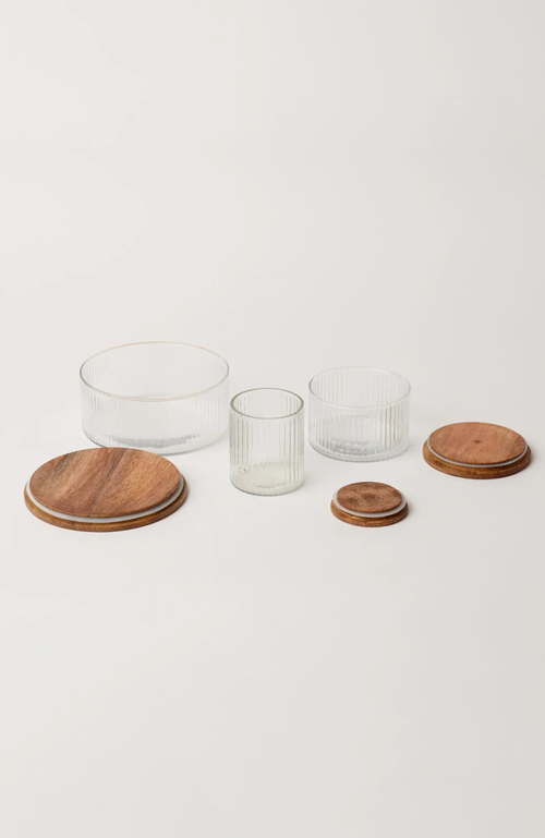 Fleck Fluted Glass Storage Jars In Clear