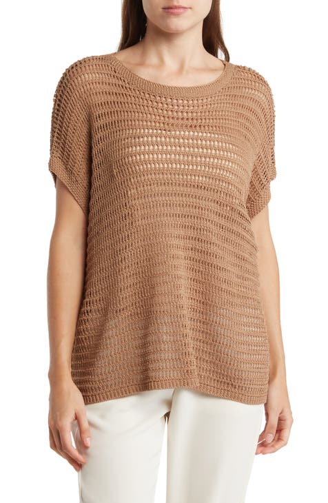 Pointelle Short Sleeve Sweater