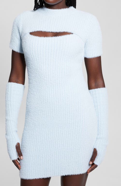 Guess Detached Long Sleeve Knit Body-con Minidress In Sky High