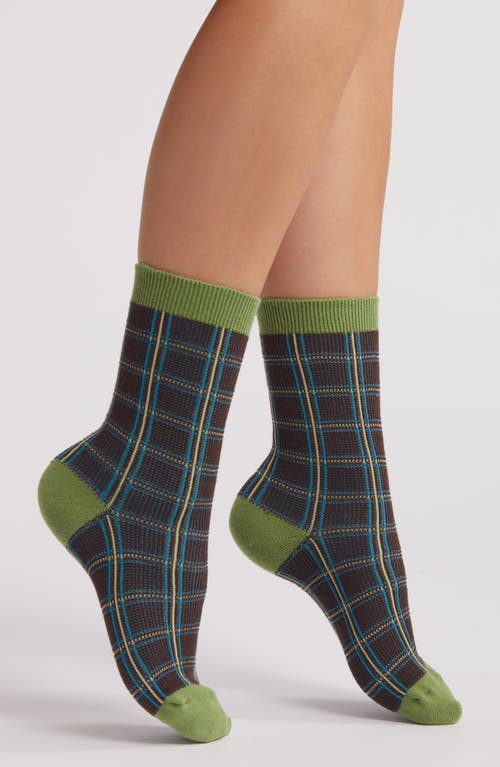 Casa Clara Plaid Quarter Socks In Green