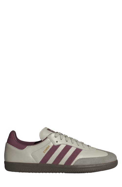 Shop Adidas Originals Adidas Gender Inclusive Samba Og Sneaker In Putty Grey/maroon/gold Met.