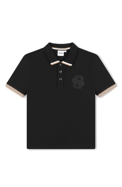 BOSSWEAR BOSS KIDSWEAR KIDS' TIPPED STRETCH PIQUÉ POLO 