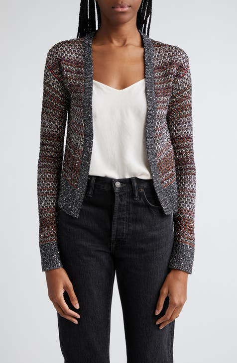 Jones New York Leopard Jacquard Knit Mock Neck Long Puff Sleeve Sweater