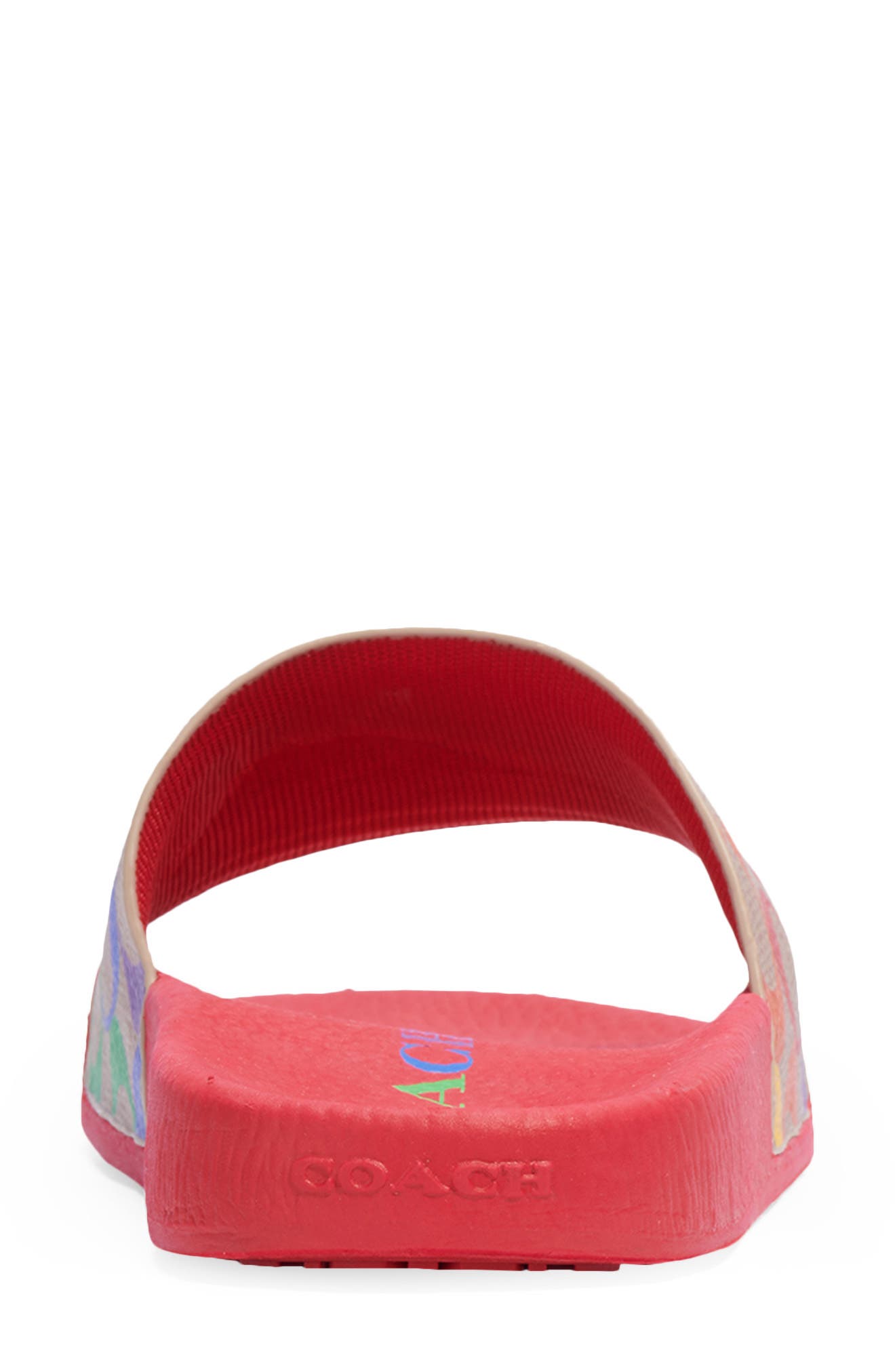 udele rainbow logo print water resistant pool slides