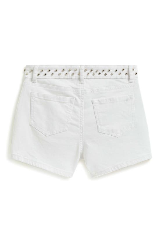 Shop Tractr High Waist Stud Stretch Cotton Shorts In White