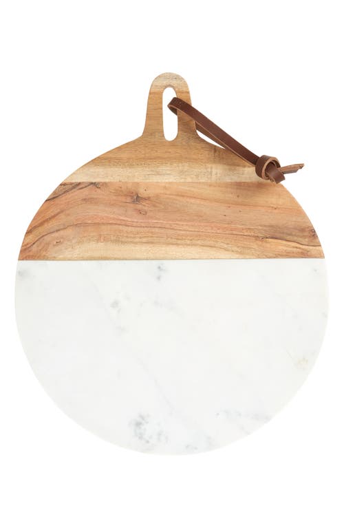 Shop Nordstrom Marble & Acacia Wood Round Cutting Board In White Cloud Marble