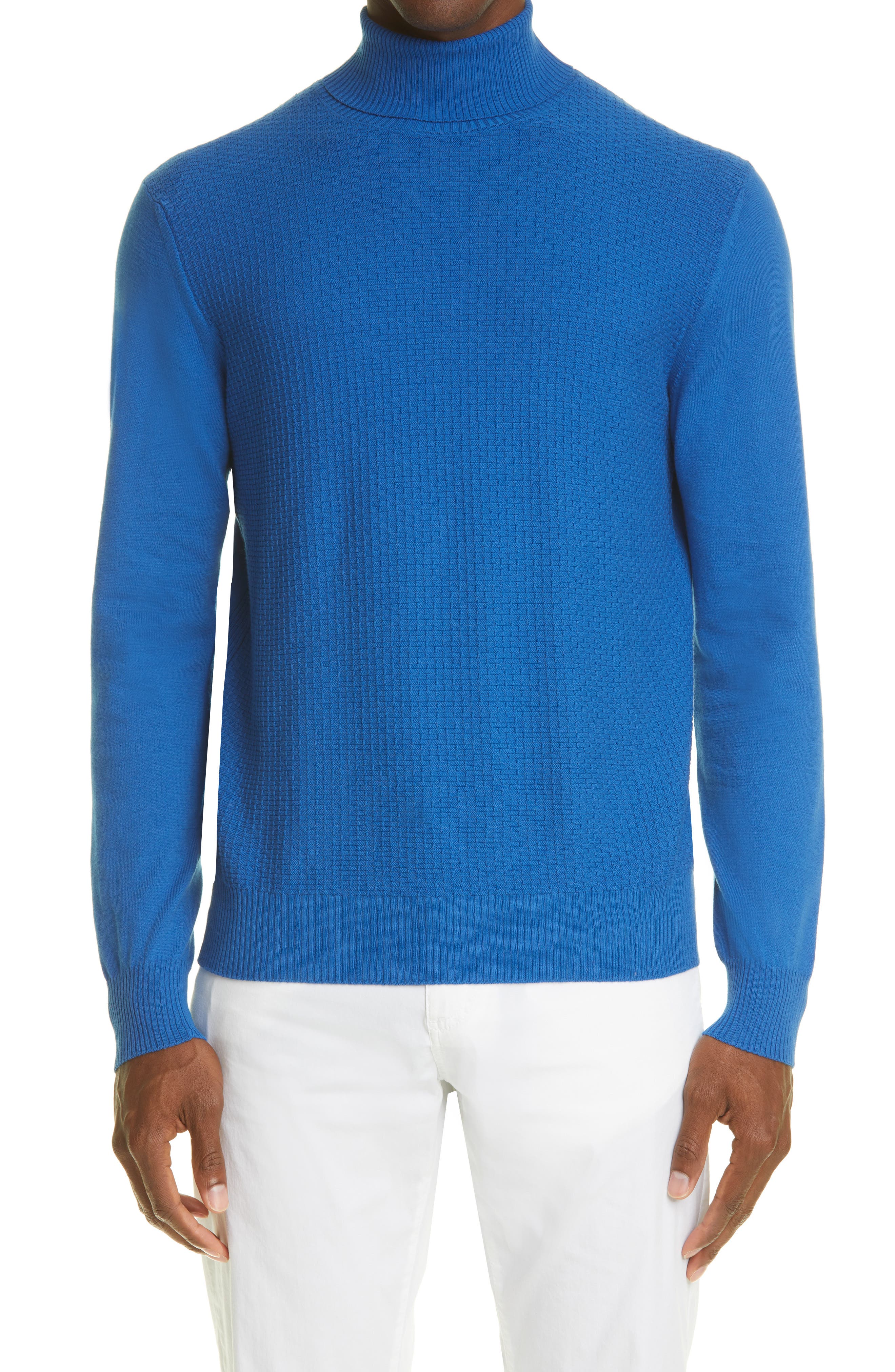blue turtle neck men