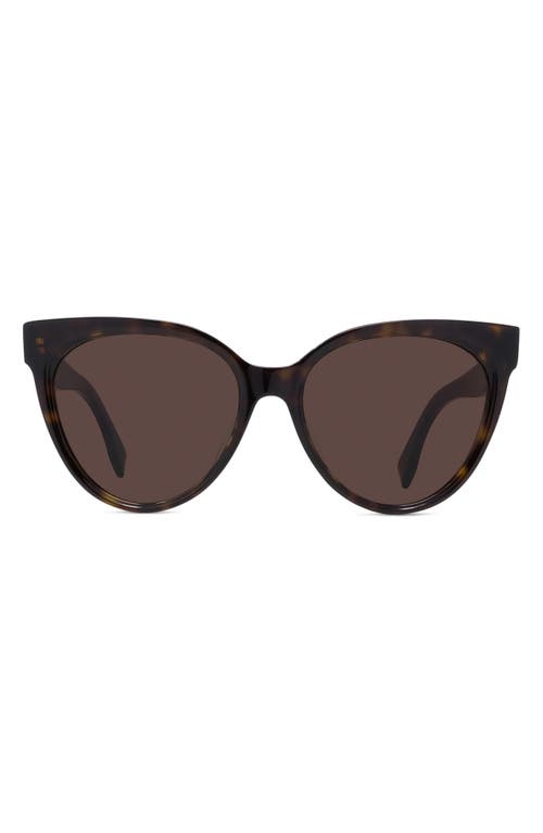 'Fendi Lettering 56mm Cat Eye Sunglasses in Dark Havana /Brown 