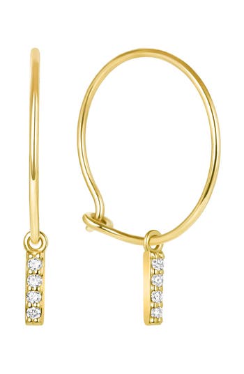 Ron Hami 14k Gold Diamond Bar Hoop Earrings
