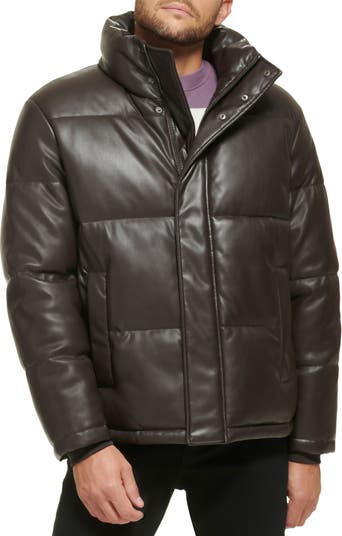 Calvin Klein Faux Leather Puffer Jacket