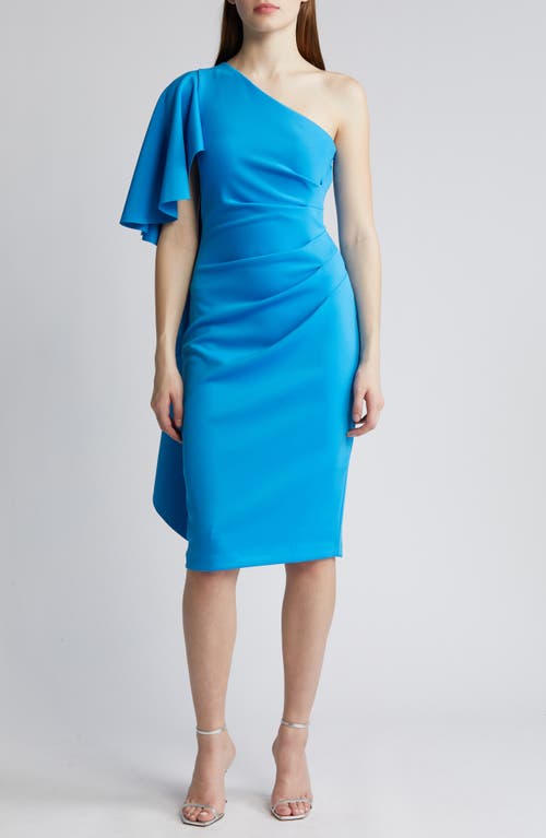 Black Halo Odella One-Shoulder Sheath Cocktail Dress Cerulean Blue at Nordstrom,