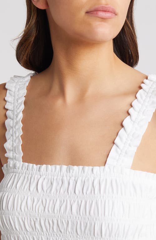 Treasure & Bond Smocked Organic Cotton Tank In White