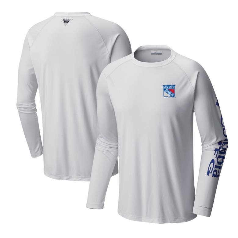 Shop Columbia White New York Rangers Terminal Tackle Omni-shade Raglan Long Sleeve T-shirt