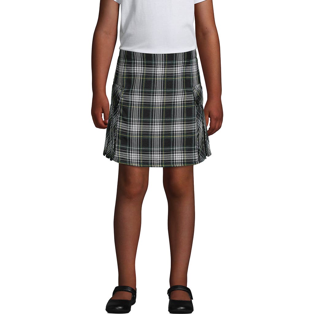 LANDS' END LANDS' END SCHOOL UNIFORM GIRLS SIDE PLEAT PLAID SKORT ABOVE KNEE